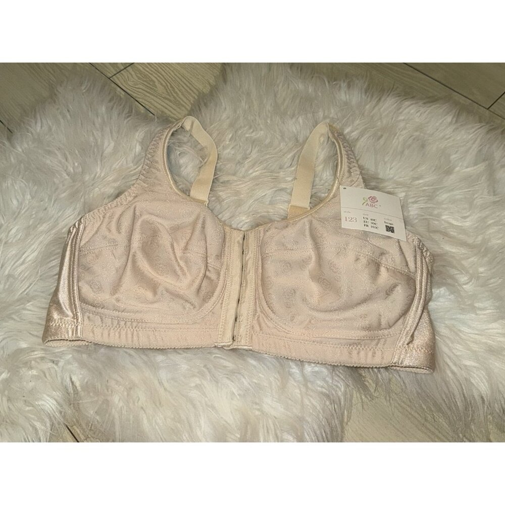 ABC 123 Front and Back Close Contour Mastectomy Bra Wire Free Womens 40C Beige
